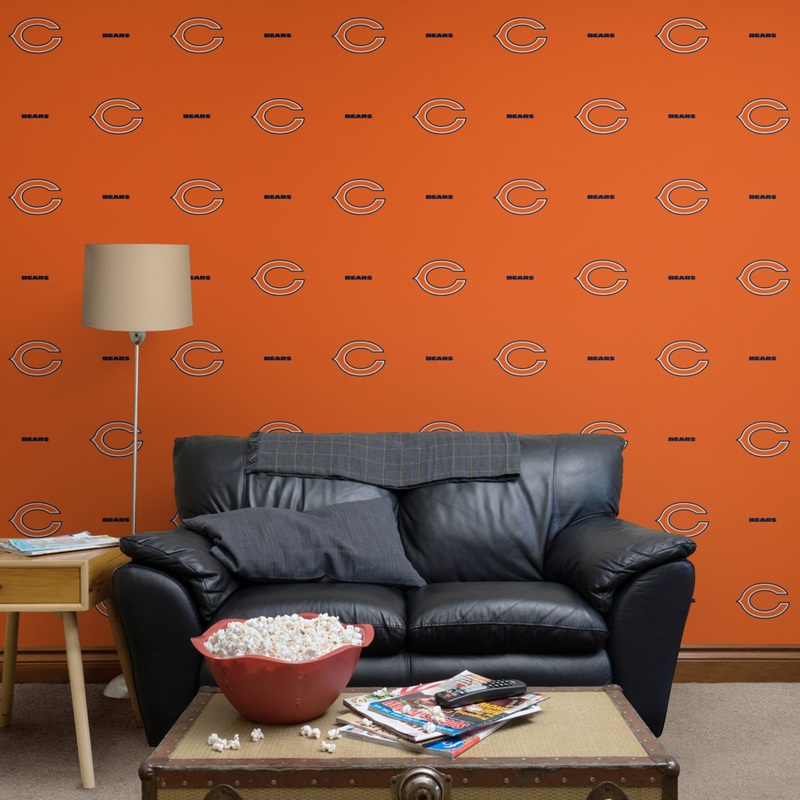 Chicago Bears (Orange) – Line Pattern – Peel & Stick Wallpaper – Official NFL – Reusable Vinyl Wall Decals
