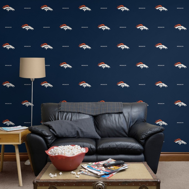 Denver Broncos (Blue) – Line Pattern – Peel & Stick Wallpaper – Official NFL – Reusable Vinyl Wall Decals