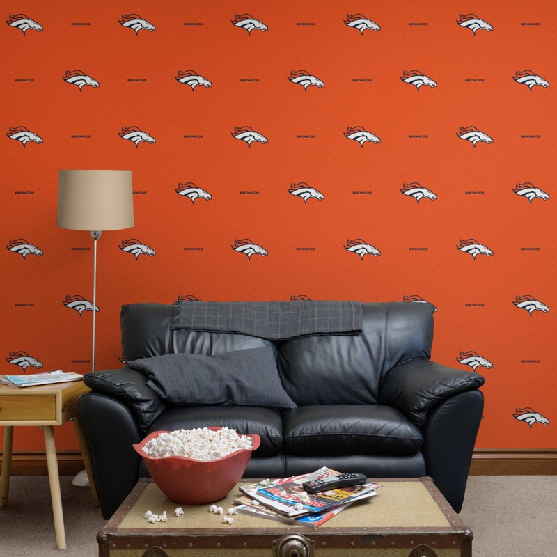 Denver Broncos (Orange) – Hexagon Pattern – Peel & Stick Wallpaper – Official NFL – Reusable Vinyl Wall Decals