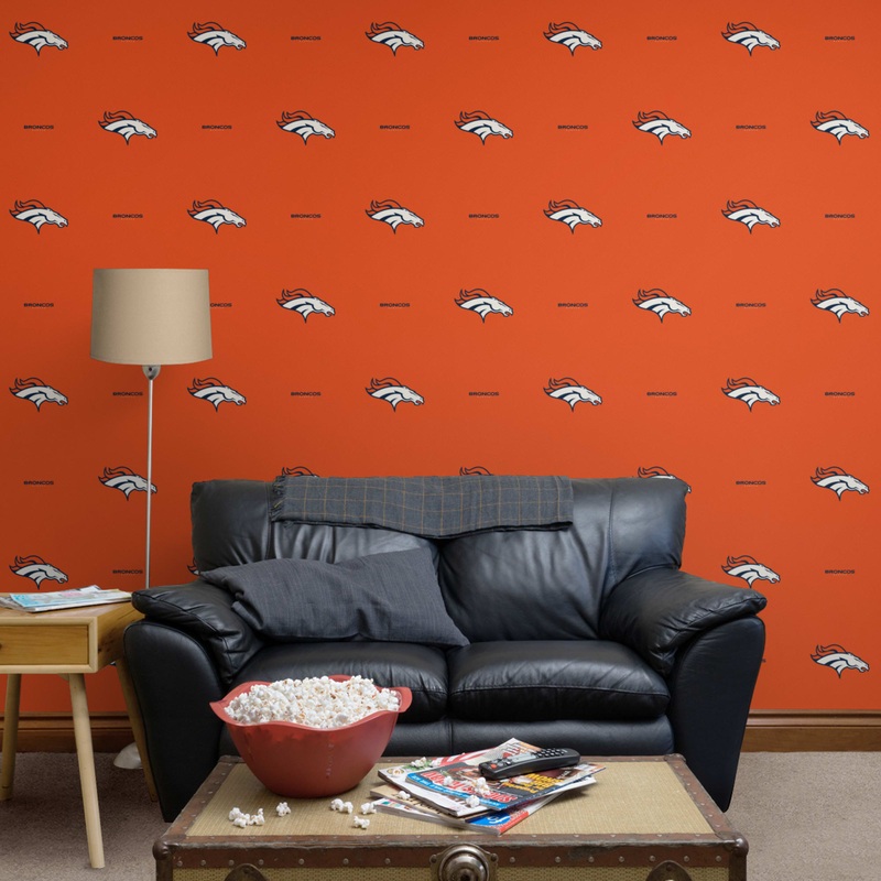 Denver Broncos (Orange) – Line Pattern – Peel & Stick Wallpaper – Official NFL – Reusable Vinyl Wall Decals