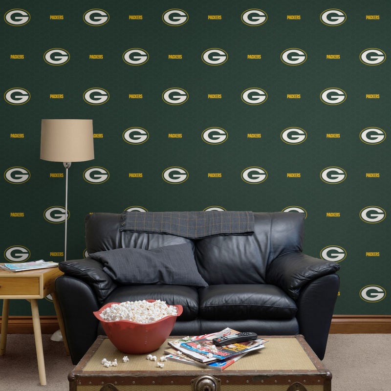 Green Bay Packers (Green) – Hexagon Pattern – Peel & Stick Wallpaper – Official NFL – Reusable Vinyl Wall Decals