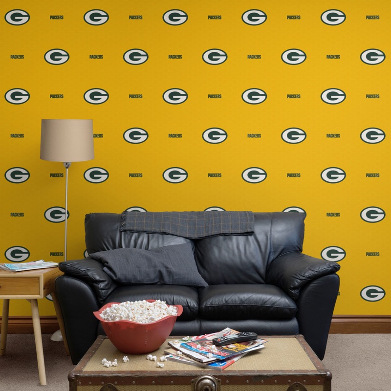 Green Bay Packers (Yellow) – Hexagon Pattern – Peel & Stick Wallpaper – Official NFL – Reusable Vinyl Wall Decals