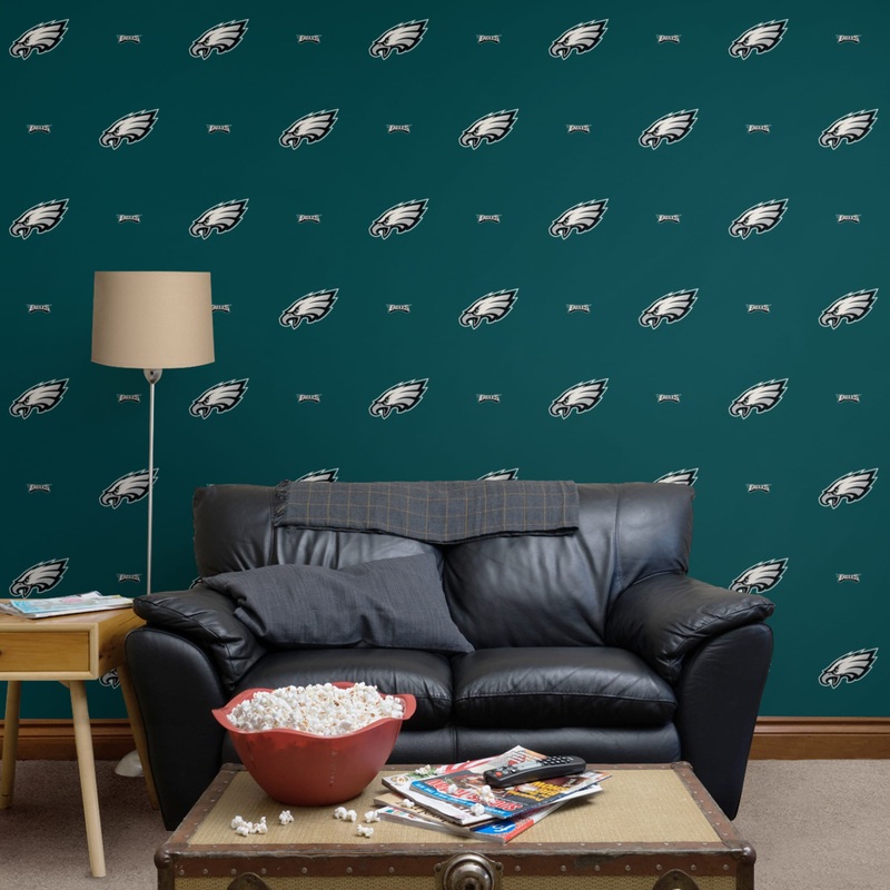 Philadelphia Eagles (Green) – Line Pattern – Peel & Stick Wallpaper – Official NFL – Reusable Vinyl Wall Decals