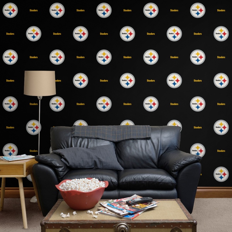 Pittsburgh Steelers (Black) – Stripe Pattern – Peel & Stick Wallpaper – Official NFL – Reusable Vinyl Wall Decals