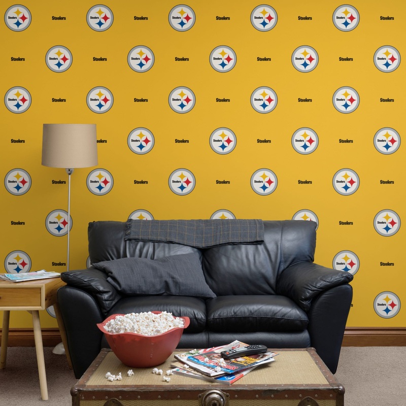 Pittsburgh Steelers (Yellow) – Stripe Pattern – Peel & Stick Wallpaper – Official NFL – Reusable Vinyl Wall Decals