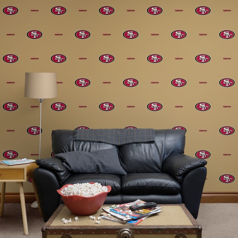 San Francisco 49ers (Gold) – Line Pattern – Peel & Stick Wallpaper – Official NFL – Reusable Vinyl Wall Decals