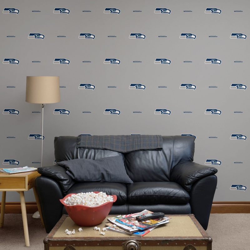 Seattle Seahawks (Gray) – Line Pattern – Peel & Stick Wallpaper – Official NFL – Reusable Vinyl Wall Decals