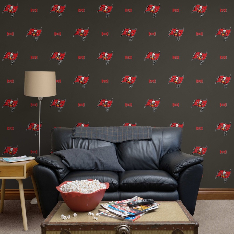 Tampa Bay Buccaneers (Gray) – Line Pattern – Peel & Stick Wallpaper – Official NFL – Reusable Vinyl Wall Decals