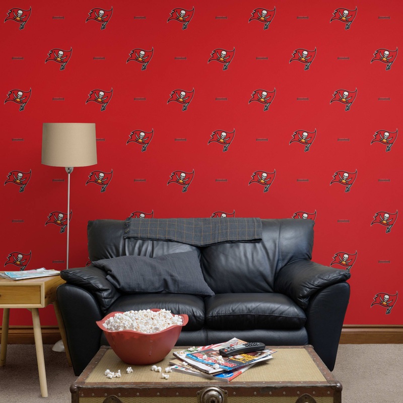 Tampa Bay Buccaneers (Red) – Line Pattern – Peel & Stick Wallpaper – Official NFL – Reusable Vinyl Wall Decals