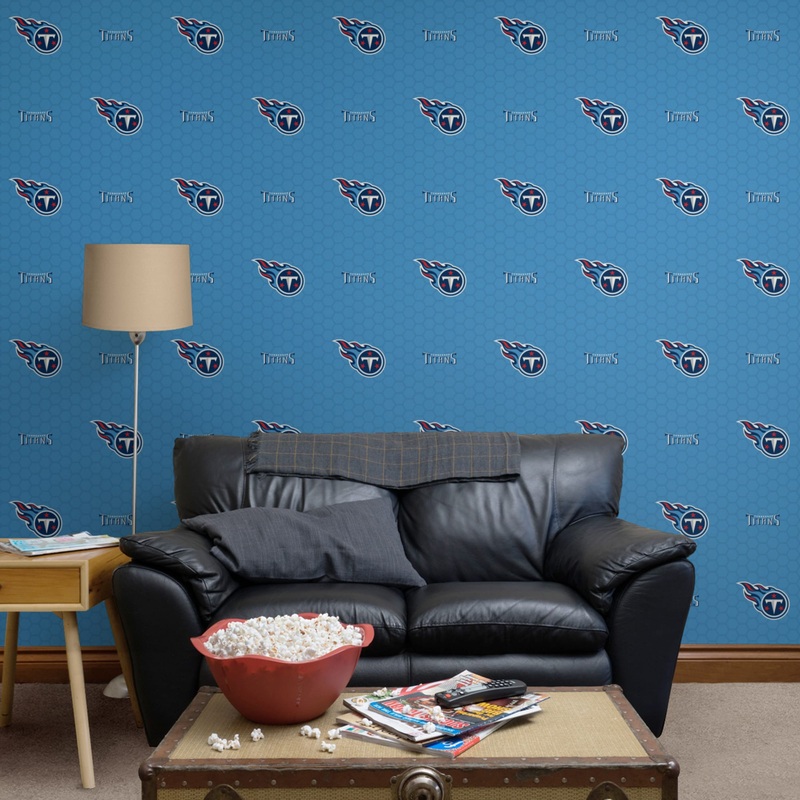 Tennessee Titans (Light Blue) – Logo Pattern – Peel & Stick Wallpaper – Official NFL – Reusable Vinyl Wall Decals