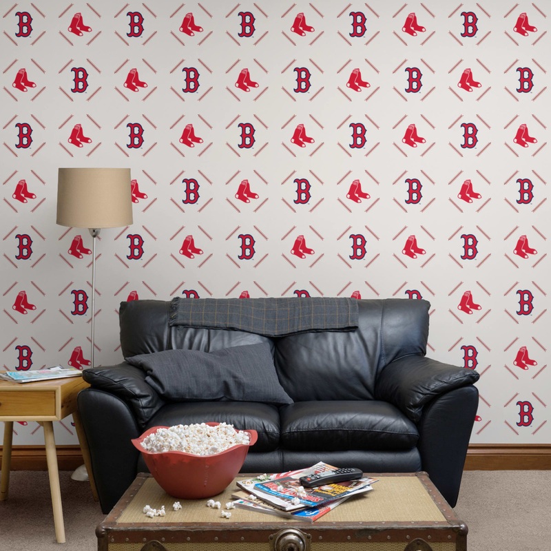 Boston Red Sox – Stitch Pattern – Peel & Stick Wallpaper – Official MLB – Reusable Vinyl Wall Decals