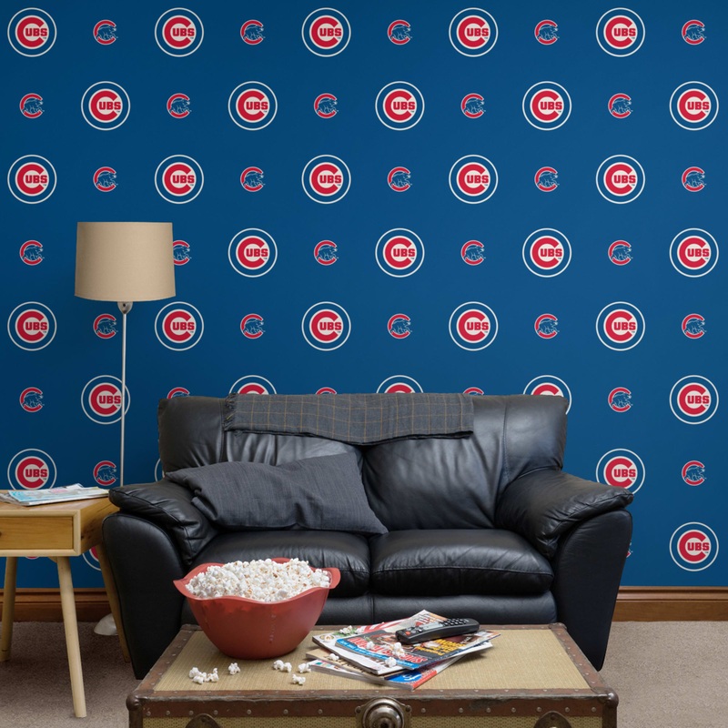 Chicago Cubs (Blue) – Logo Pattern – Peel & Stick Wallpaper – Official MLB – Reusable Vinyl Wall Decals