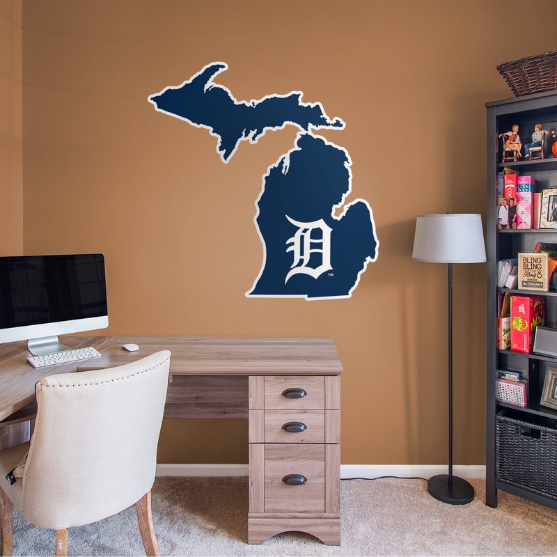 Detroit Tigers – RealBig State of Michigan Collection – Official MLB – Reusable Vinyl Wall Decals