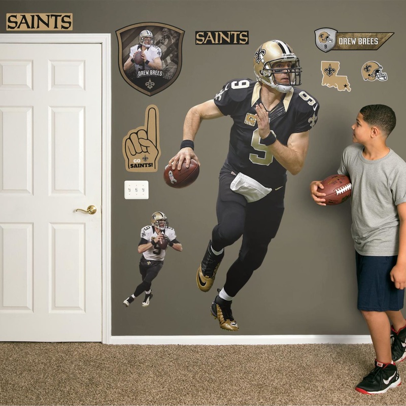 Drew Brees – RealBig Home Collection – Official NFL – New Orleans Saints – Reusable Vinyl Wall Decals
