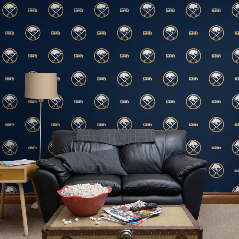 Buffalo Sabres (Blue) – Stripes Pattern – Peel & Stick Wallpaper – Official NHL – Reusable Vinyl Wall Decals