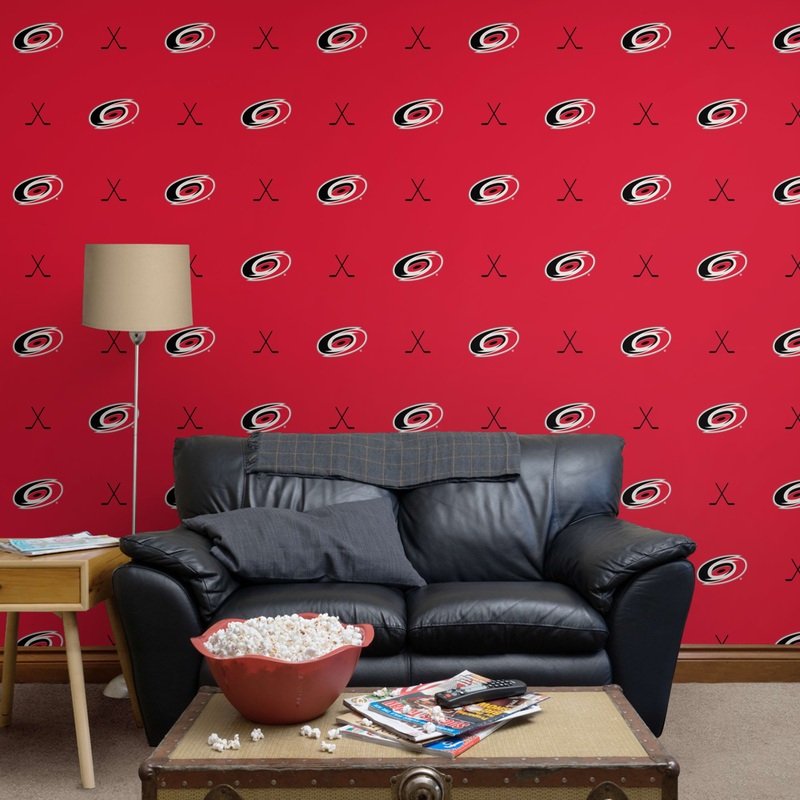Carolina Hurricanes (Red) – Sticks Pattern – Peel & Stick Wallpaper – Official NHL – Reusable Vinyl Wall Decals