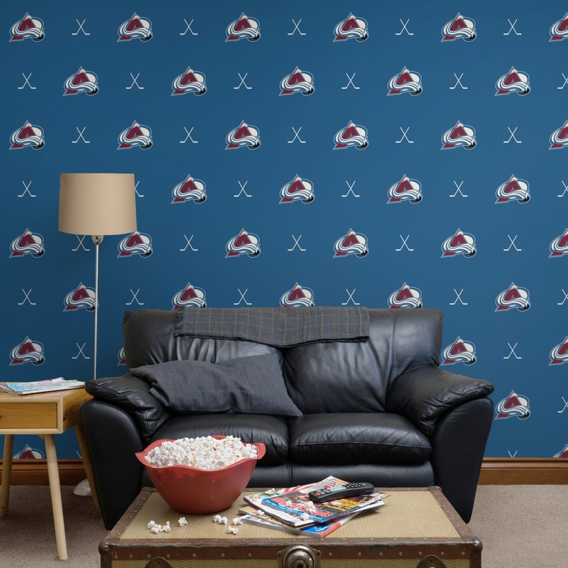 Colorado Avalanche (Blue) – Sticks Pattern – Peel & Stick Wallpaper – Official NHL – Reusable Vinyl Wall Decals