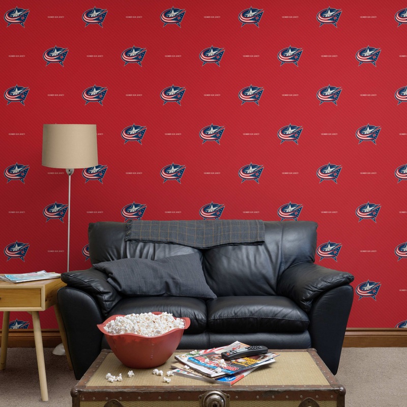 Columbus Blue Jackets (Red) – Stripes Pattern – Peel & Stick Wallpaper – Official NHL – Reusable Vinyl Wall Decals