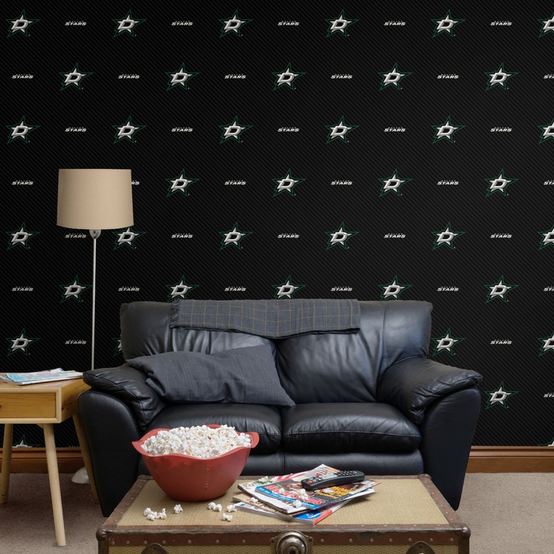 Dallas Stars (Black) – Stripes Pattern – Peel & Stick Wallpaper – Official NHL – Reusable Vinyl Wall Decals