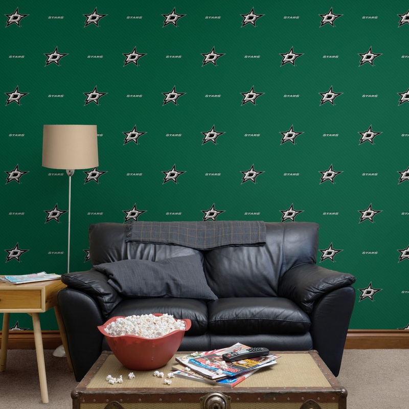 Dallas Stars (Green) – Stripes Pattern – Peel & Stick Wallpaper – Official NHL – Reusable Vinyl Wall Decals