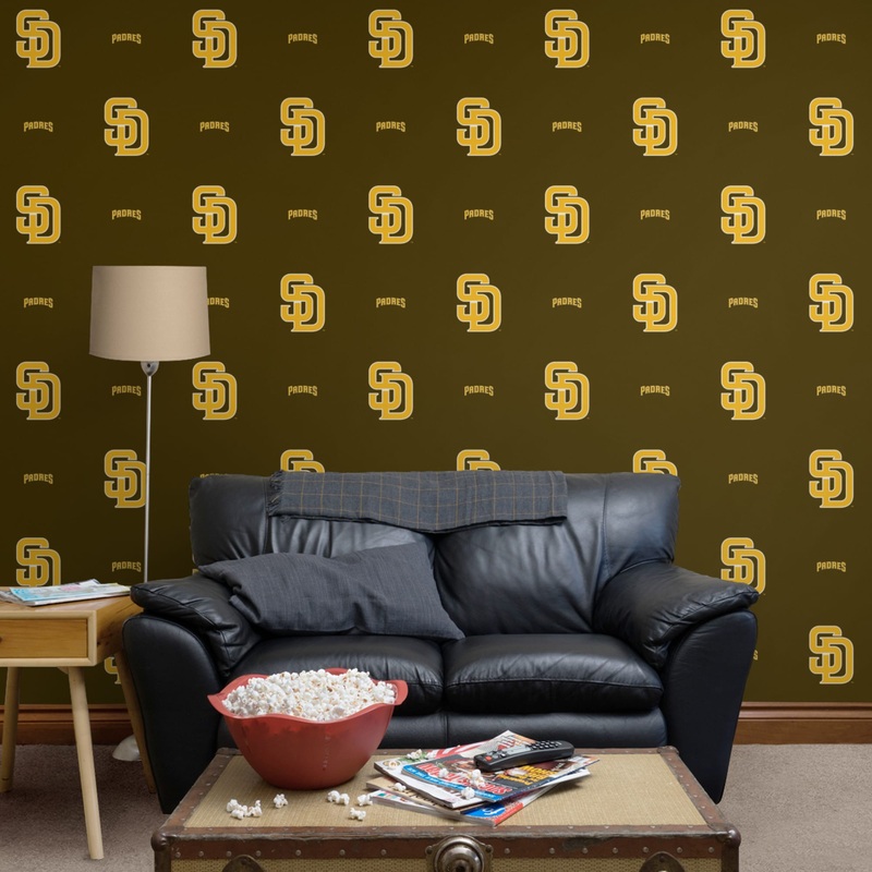 San Diego Padres (Brown) – Logo Pattern – Peel & Stick Wallpaper – Official MLB – Reusable Vinyl Wall Decals