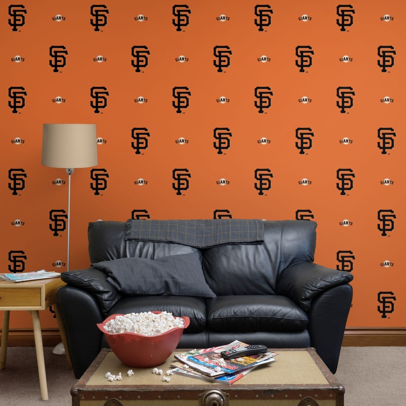 San Francisco Giants (Orange) – Logo Pattern – Peel & Stick Wallpaper – Official MLB – Reusable Vinyl Wall Decals