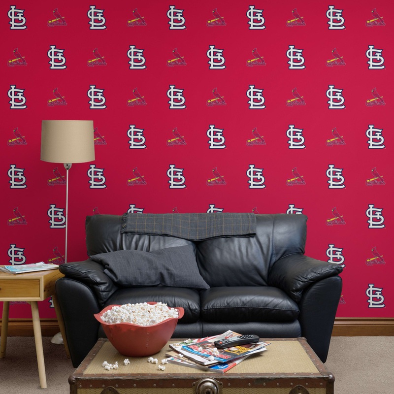 St. Louis Cardinals (Red) – Logo Pattern – Peel & Stick Wallpaper – Official MLB – Reusable Vinyl Wall Decals
