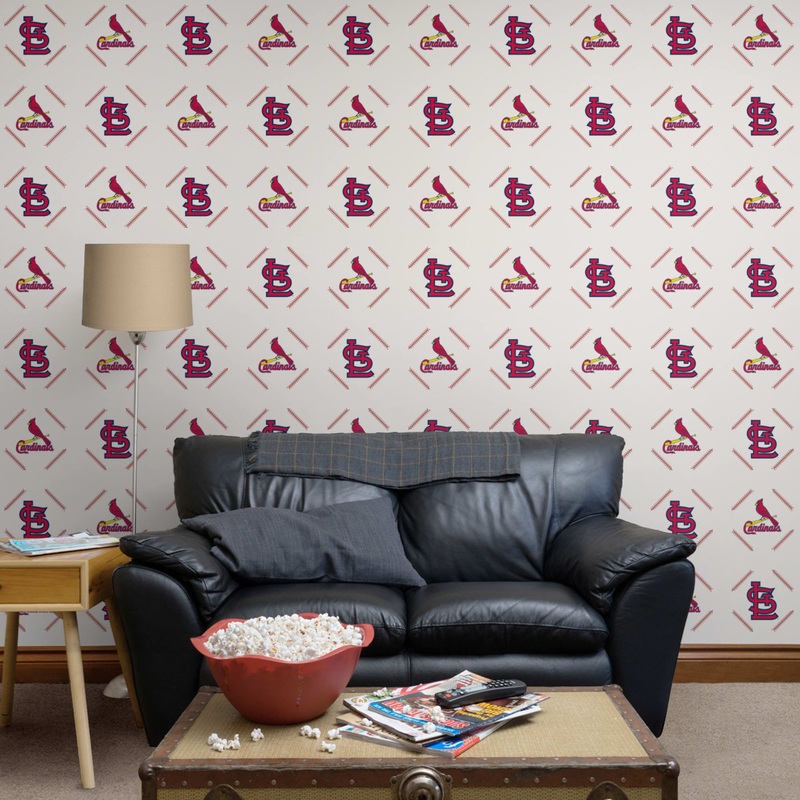 St. Louis Cardinals – Stitch Pattern – Peel & Stick Wallpaper – Official MLB – Reusable Vinyl Wall Decals