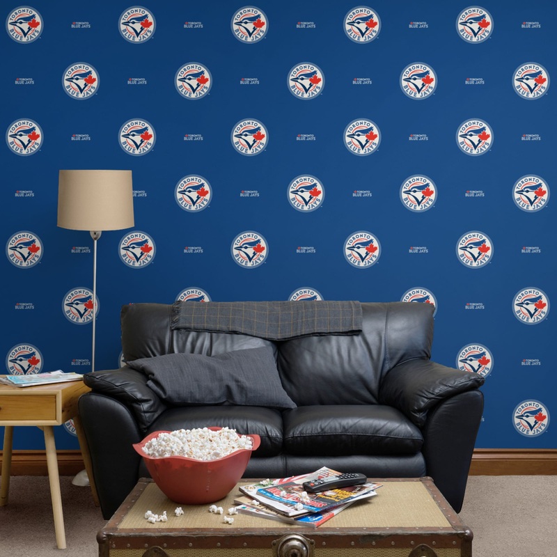 Toronto Blue Jays (Blue) – Logo Pattern – Peel & Stick Wallpaper – Official MLB – Reusable Vinyl Wall Decals