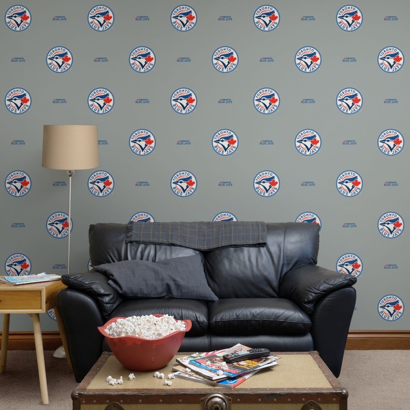 Toronto Blue Jays (Gray) – Logo Pattern – Peel & Stick Wallpaper – Official MLB – Reusable Vinyl Wall Decals