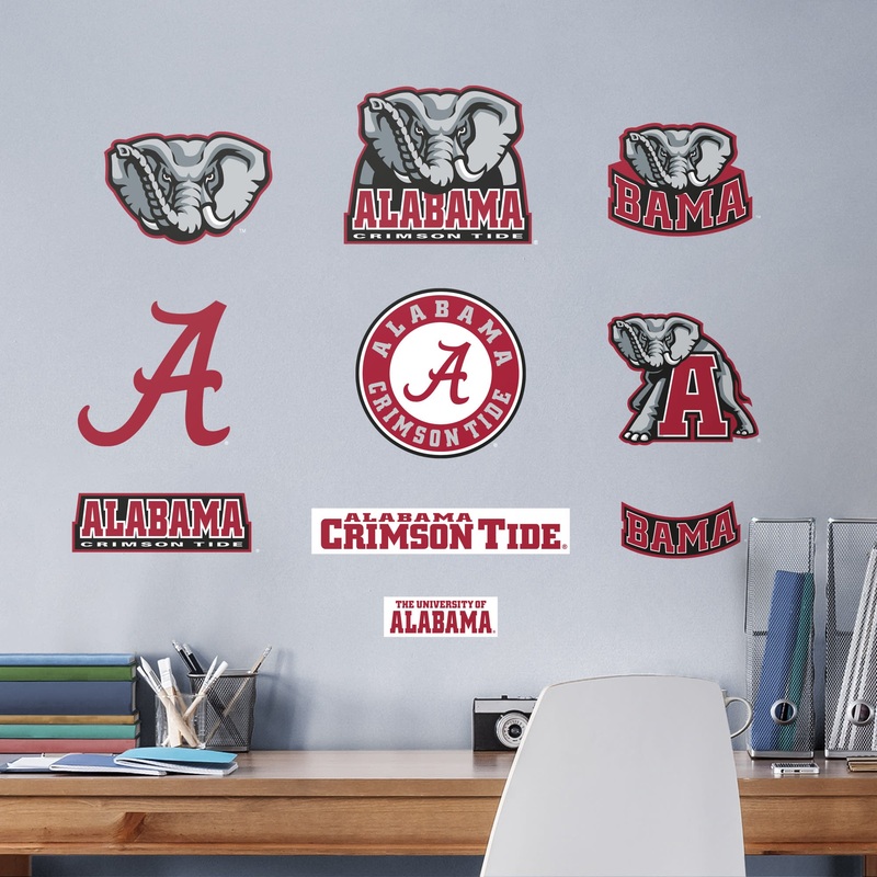 Alabama Crimson Tide – RealBig Logo Assortment Collection – Official NCAA – Reusable Vinyl Wall Decals