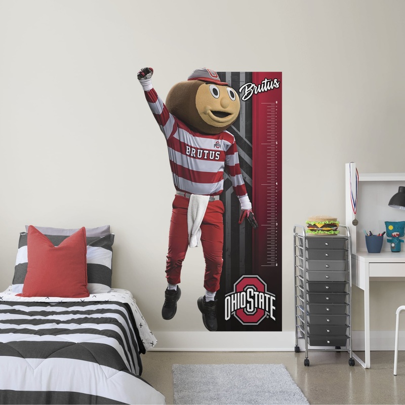 Brutus Buckeye Mascot – Growth Chart – Official NCAA – Ohio State Buckeyes – Reusable Vinyl Wall Decal