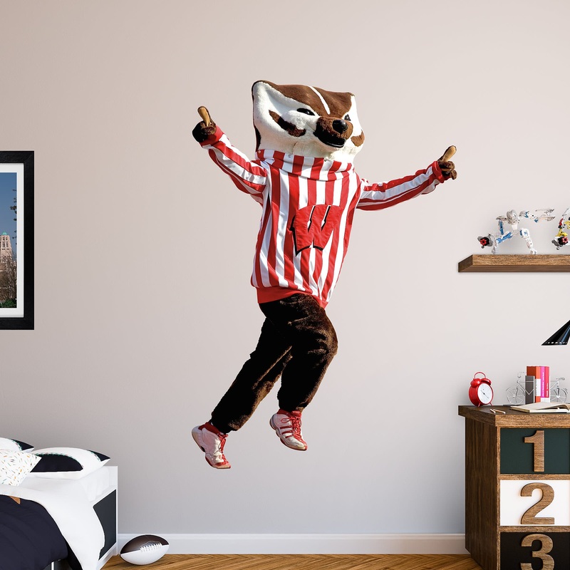 Bucky Badger Mascot – RealBig Collection – Official NCAA – Wisconsin Badgers – Reusable Vinyl Wall Decals