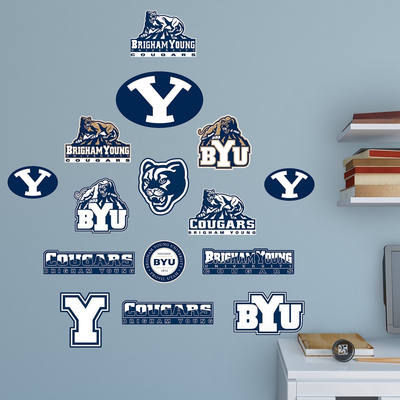 BYU Cougars – RealBig Logo Assortment Collection – Official NCAA – Reusable Vinyl Wall Decals