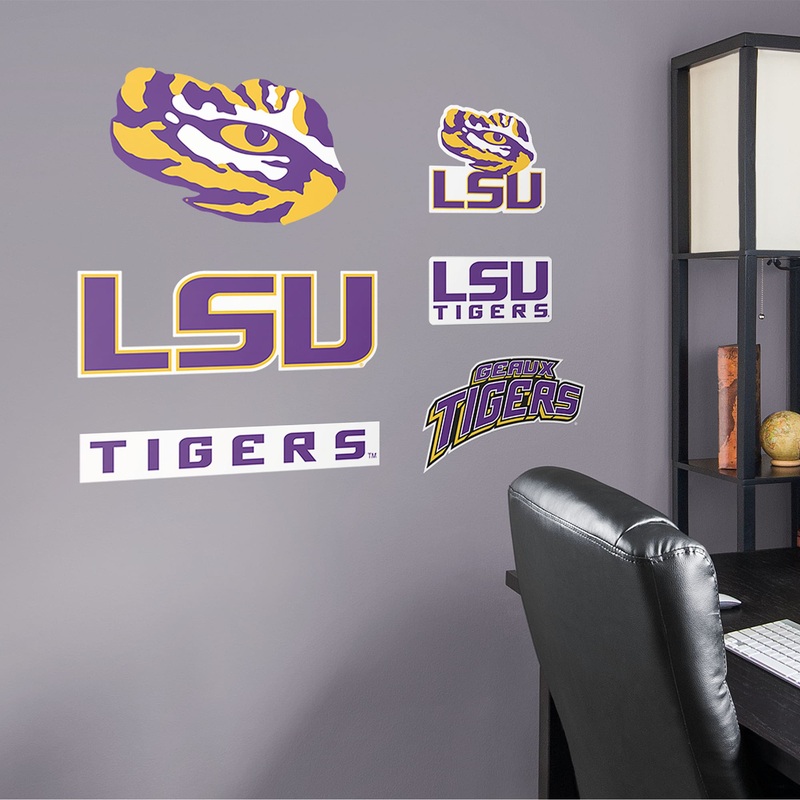 LSU Tigers – RealBig Logo Assortment Collection – Official NCAA – Reusable Vinyl Wall Decals