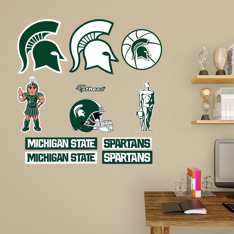 Michigan State Spartans – RealBig Logo Assortment Collection – Official NCAA – Reusable Vinyl Wall Decals