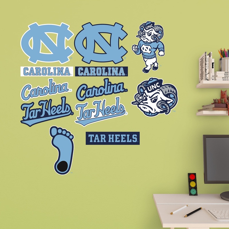 North Carolina Tar Heels – RealBig Logo Assortment Collection – Official NCAA – Reusable Vinyl Wall Decals