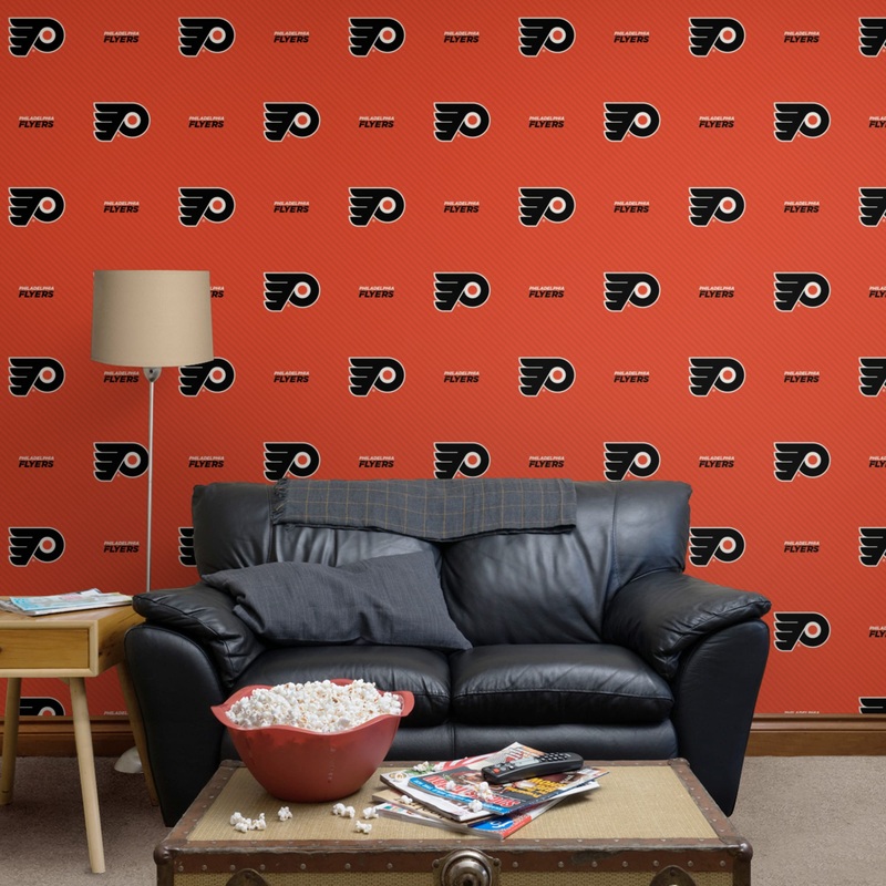 Philadelphia Flyers (Orange) – Stripes Pattern – Peel & Stick Wallpaper – Official NHL – Reusable Vinyl Wall Decals
