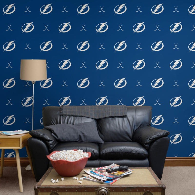 Tampa Bay Lightning (Blue) – Sticks Pattern – Peel & Stick Wallpaper – Official NHL – Reusable Vinyl Wall Decals