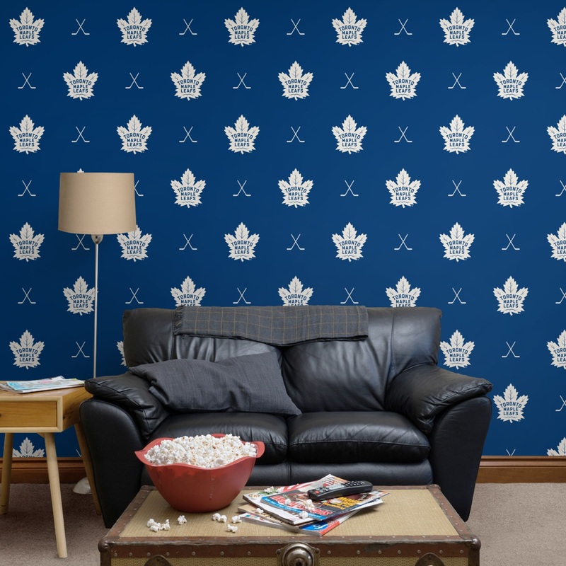 Toronto Maple Leafs (Blue) – Sticks Pattern – Peel & Stick Wallpaper – Official NHL – Reusable Vinyl Wall Decals