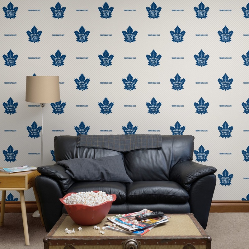 Toronto Maple Leafs (White) – Stripes Pattern – Peel & Stick Wallpaper – Official NHL – Reusable Vinyl Wall Decals