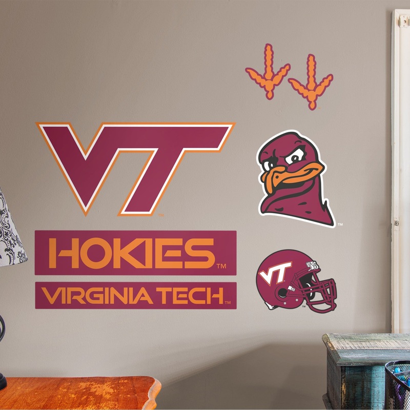 Virginia Tech Hokies – RealBig Logo Assortment Collection – Official NCAA – Reusable Vinyl Wall Decals