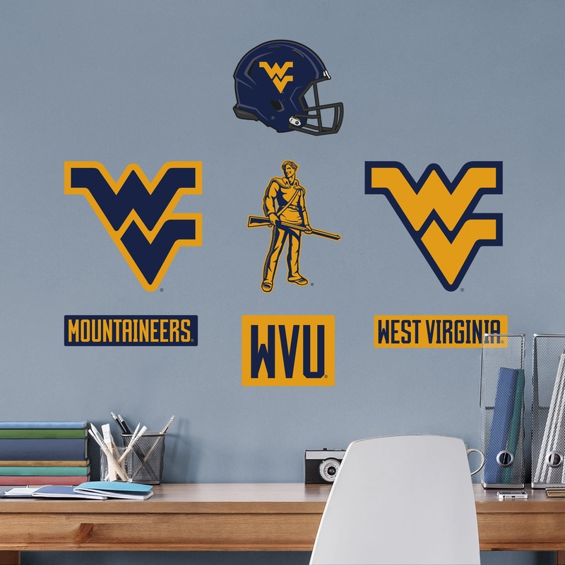 West Virginia Mountaineers – RealBig Logo Assortment Collection – Official NCAA – Reusable Vinyl Wall Decals