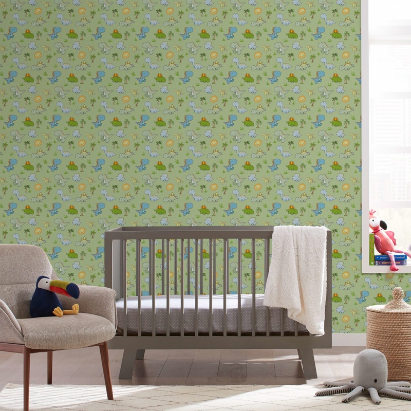 Baby Dinosaurs (Grass) – Peel & Stick Wallpaper