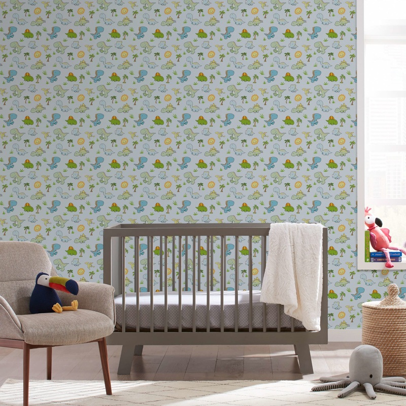 Baby Dinosaurs (Sky) – Peel & Stick Wallpaper