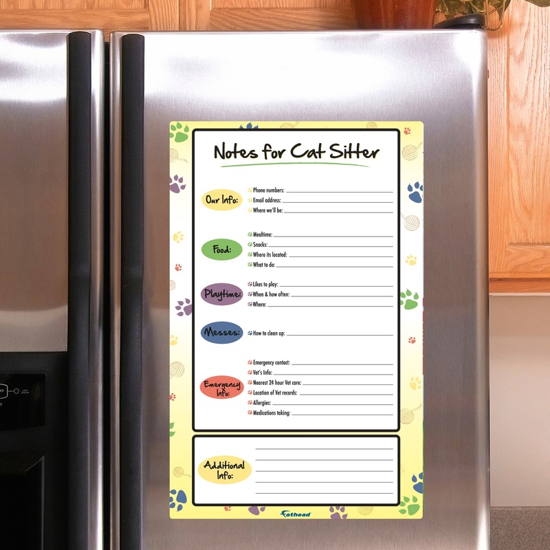 Cat Sitter Notes – Removable Dry Erase Vinyl Decal