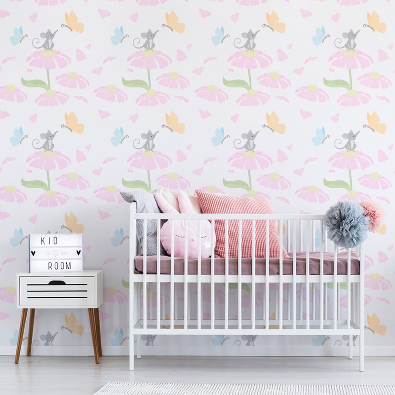Friends In Flight (Pink) – Peel & Stick Wallpaper