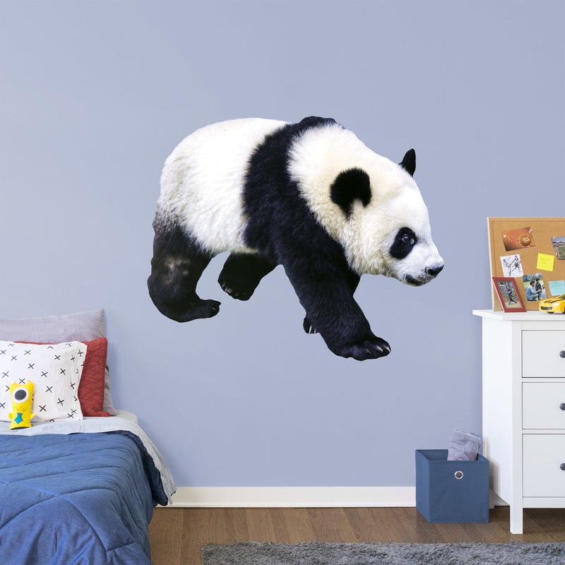 Panda – Removable Vinyl Decal|LARGE (Life-Size)  + 4 Decals (62W x 51H)|MEDIUM  + 2 Decals (47W x 39H)|SMALL + 2 Decals (14W x 12H)