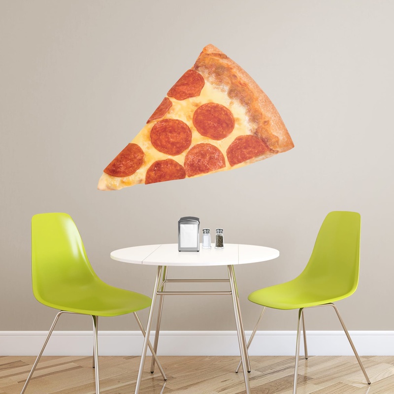 Pizza – Removable Vinyl Decal|LARGE (Life-Size)  + 2 Decals (47W x 36H)|MEDIUM + 2 Decals (36W x 25H)|SMALL + 2 Decals (15W x 13H)