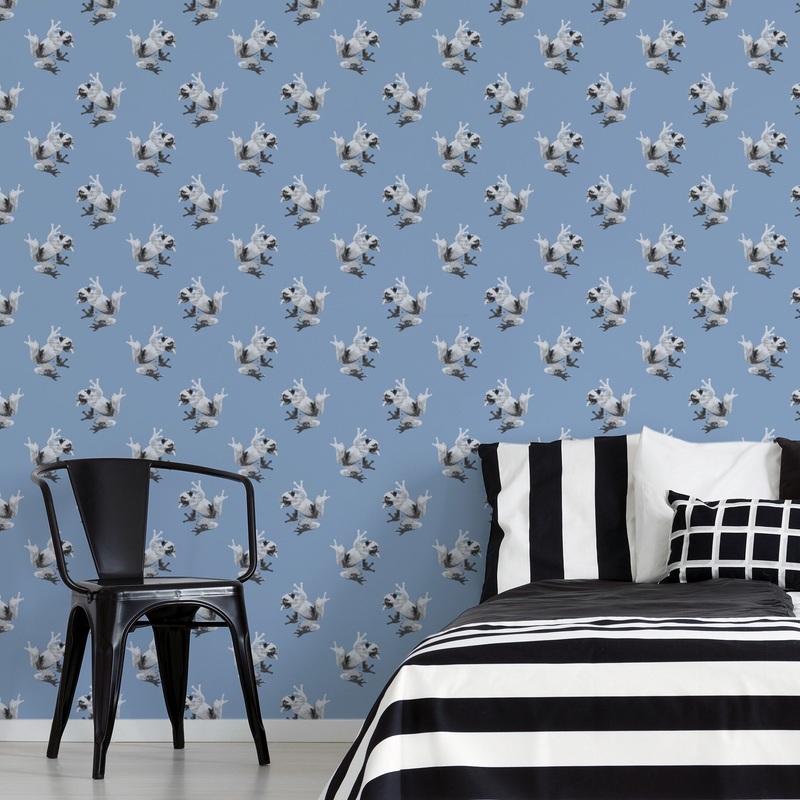 Tree Pug (Blue) – Peel & Stick Wallpaper